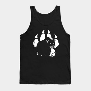 Black Panther silhouette and paw illustration Tank Top